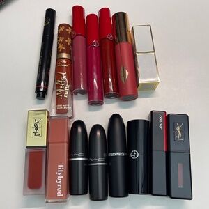 Lot of 15 lipsticks MAC Tom Ford YSL Giorgi Armani Too faced Charlotte tilbury